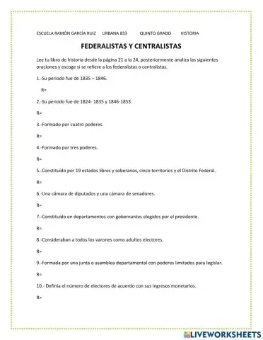 Federalistas y centralistas