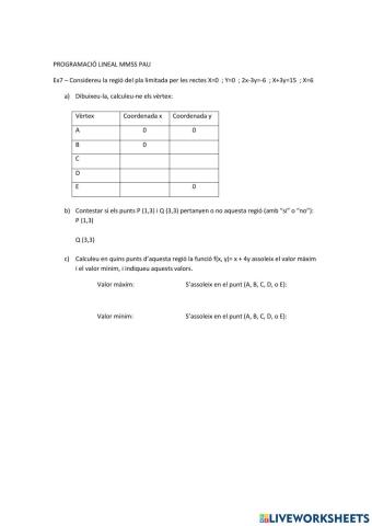 Exercici programació lineal PAU - Selectivitat