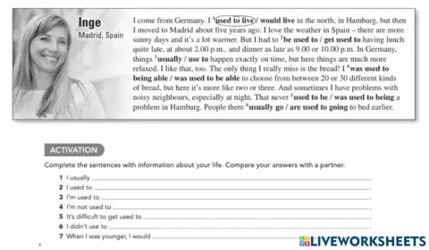 Be used to - get used to