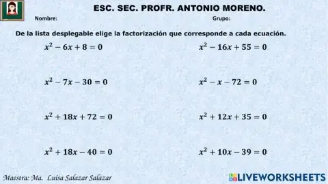 Factorización de ecuaciones de segundo grado