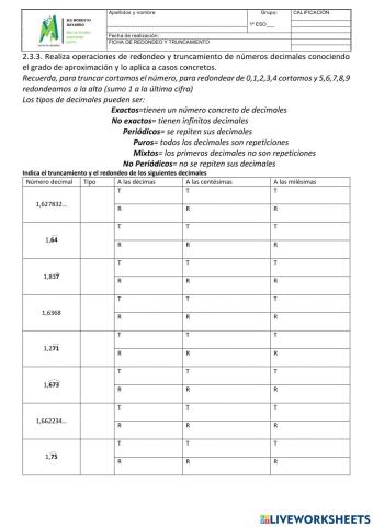 Números decimales tipos estructura