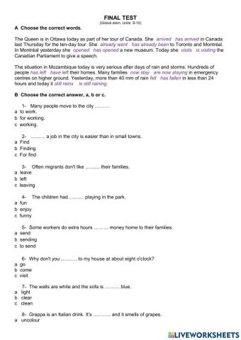 Global elementary Final Test