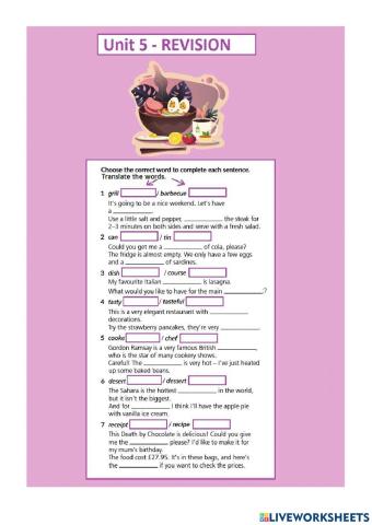 Unit 5 revision