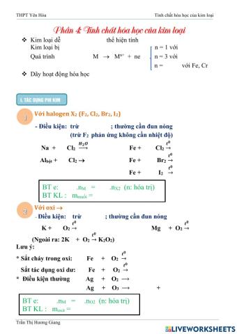 Tính chất hóa học của KL 01