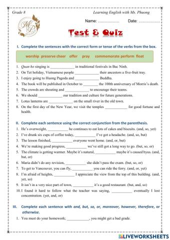 English 8 - Unit 5 - Grammar
