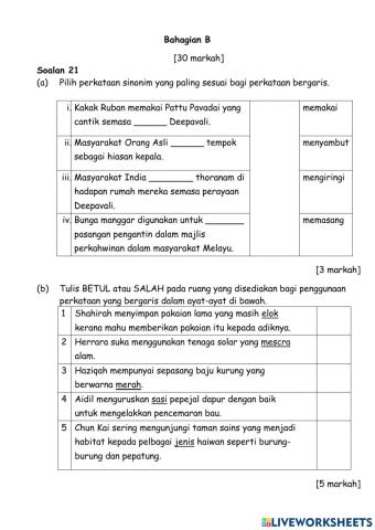 Pembetulan Penilaian Bahasa Melayu Kertas 1 Bahagian B