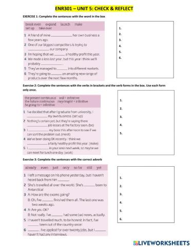 ENR301 - B1PLUS - UNIT 5 CHECK AND REFLECT