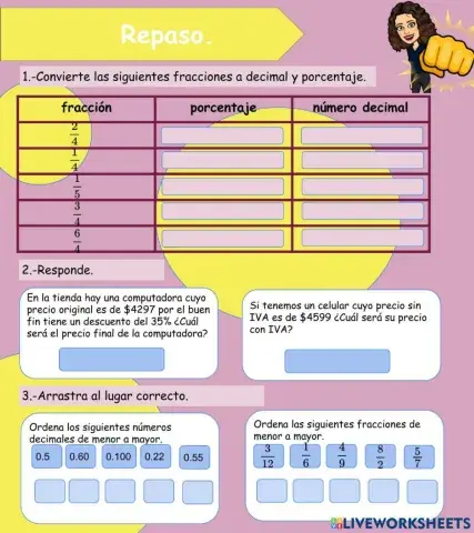 Repaso matemáticas sexto