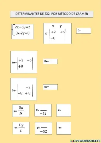 Determinantes de 3x3 y 2x2 Método de Cramer