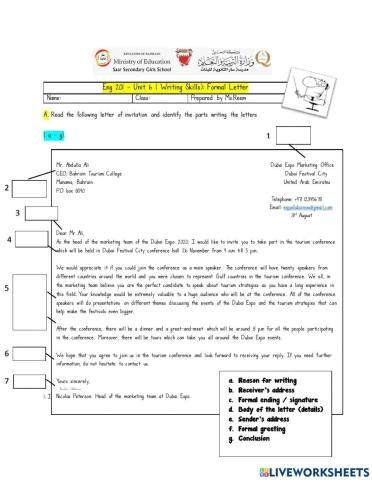 Unit 6. Formal Letter