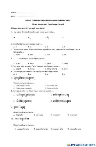 Remidi bahasa Jawa kelas 4