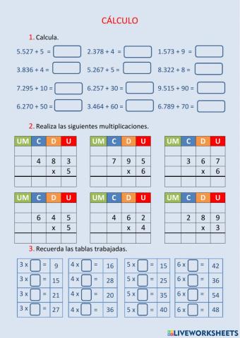 Cálculo y operaciones