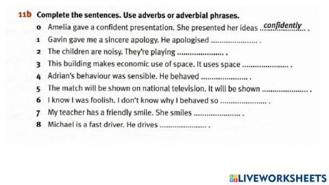 Adverbs-Grammar Practice
