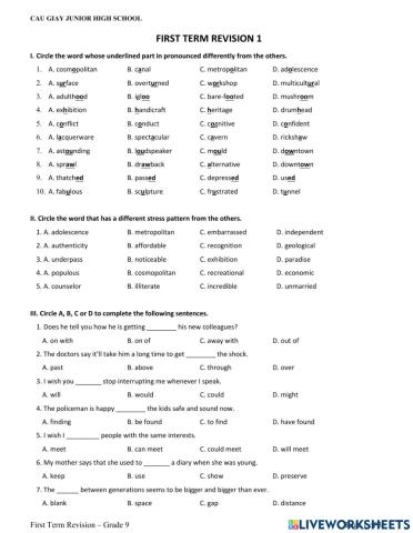 E9 - First term revision