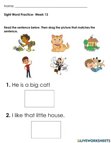 Sight Word Week 13 - Picture Match