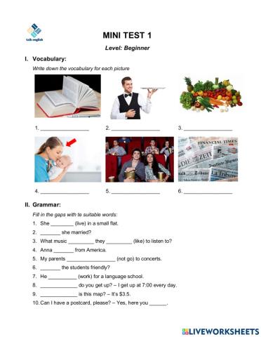 MINI TEST 1 - Beginner level