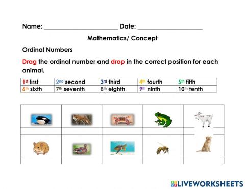 Ordinal Numbers from 1st - 10th