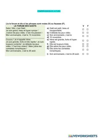 Compréhension écrite