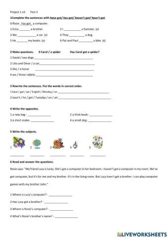 Project 1 fourth Edition Test Unit 3