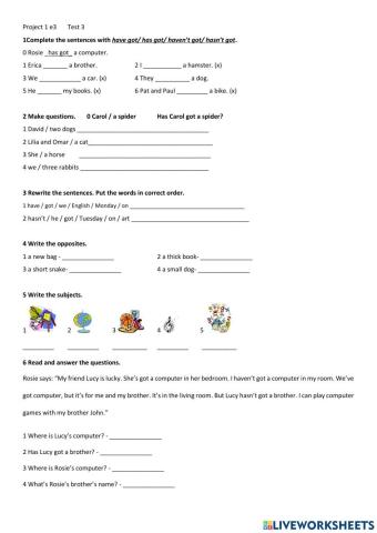 Project 1 fourth Edition Test Unit 3