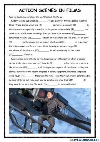 Action Scenes in Films FCE Exercise