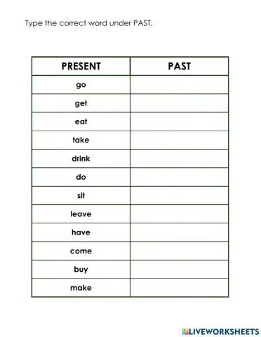 Past Irregular verbs