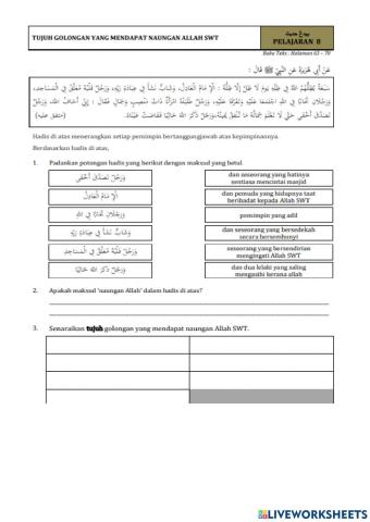 Pelajaran 8 golongan yang mendapat naungan allah swt