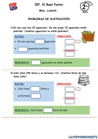 Problemas de sustracción