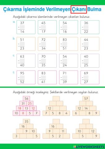 Çıkarma İşleminde Verilmeyen Çıkanı Bulma