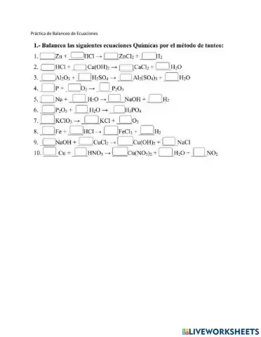 Balanceo de Ecuaciones Químicas