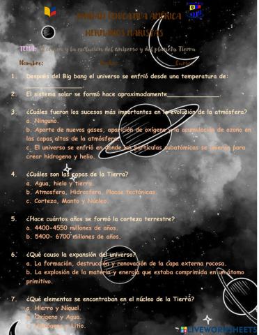 El origen y la evolución del universo y del planeta Tierra