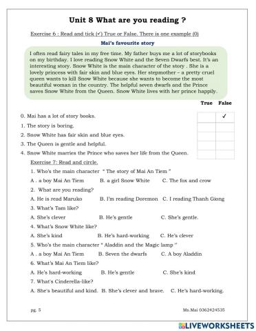 TA5 - Worksheet Unit 8+9