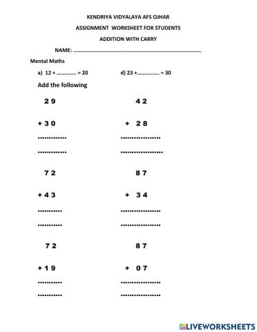 Addition with and without carry
