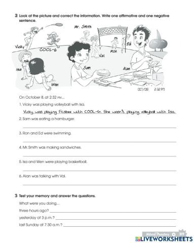 Past Continuous affirmative and negative