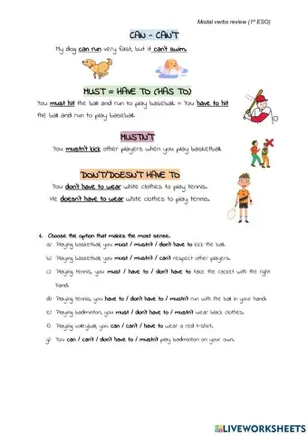 Sports (modal verbs easy)