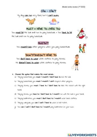 Sports (modal verbs easy)