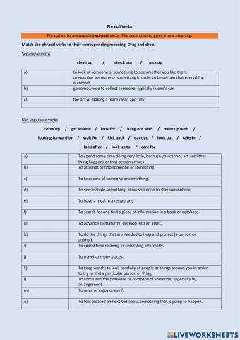 Phrasal verbs meaning