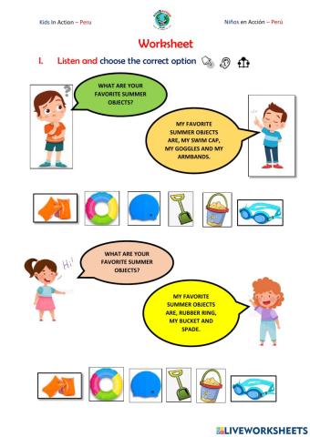 Summer vocabulary and preposition of place