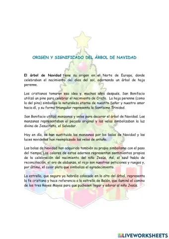 Comprensión lectora de Navidad