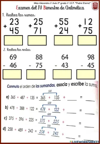 Examen del IV Bimestre de Aritmética