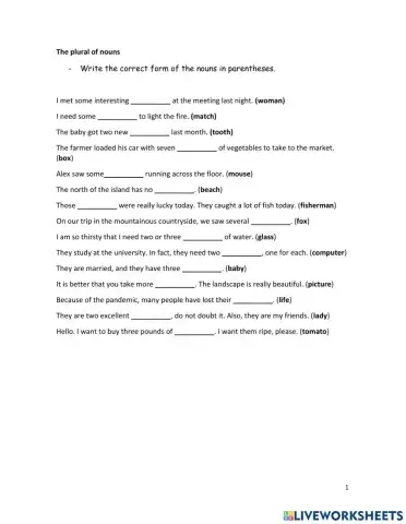 The plural of nouns “practice”