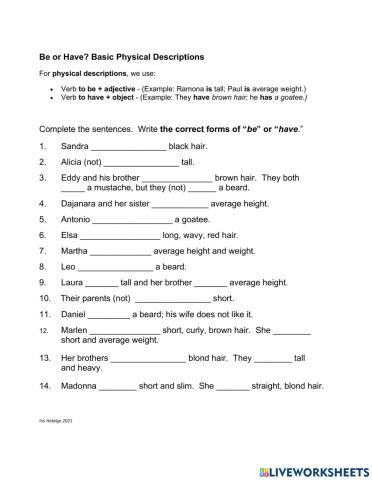 Be or Have? Basic Physical Description