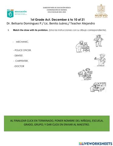 1st grade act. 6 to 10 december 21.