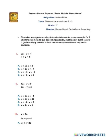 Sistemas de ecuaciones
