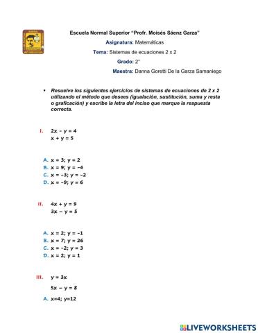 Sistemas de ecuaciones