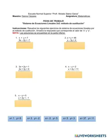Sistema de ecuaciones lineales 2x2