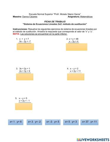Sistema de ecuaciones lineales 2x2