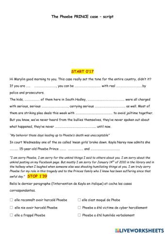 Listening Comprehension - The Phobe prince case