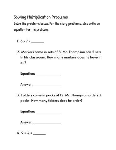 Solving Multiplication Problems