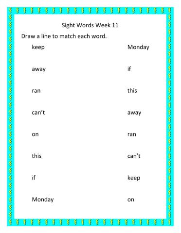 Sight Words Week 11